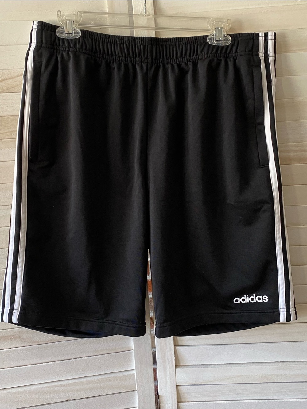 Adidas Men's 3-Stripe Athletic Shorts Black White Size XL drawstring waist